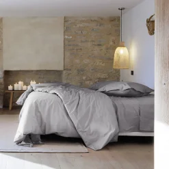 Taie d'oreiller volants plats 50x70 cm percale MANOIR gris Acier>Linnea Clearance