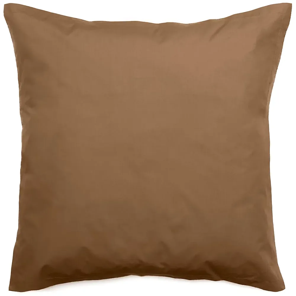 Linnea Taie d'oreiller volants plats 65x65 cm percale MANOIR marron Cognac* Taie D'Oreiller
