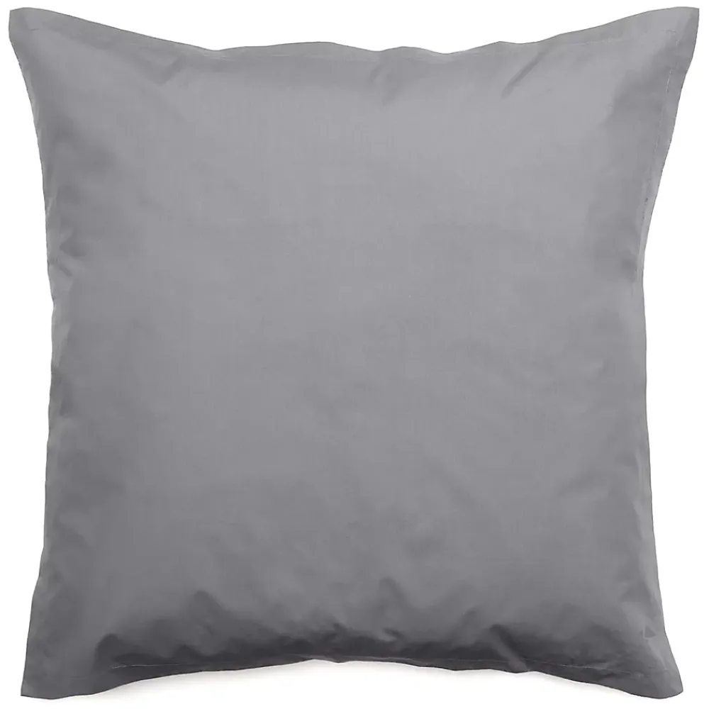 Linnea Taie d'oreiller volants plats 65x65 cm percale MANOIR gris Ardoise* Taie D'Oreiller