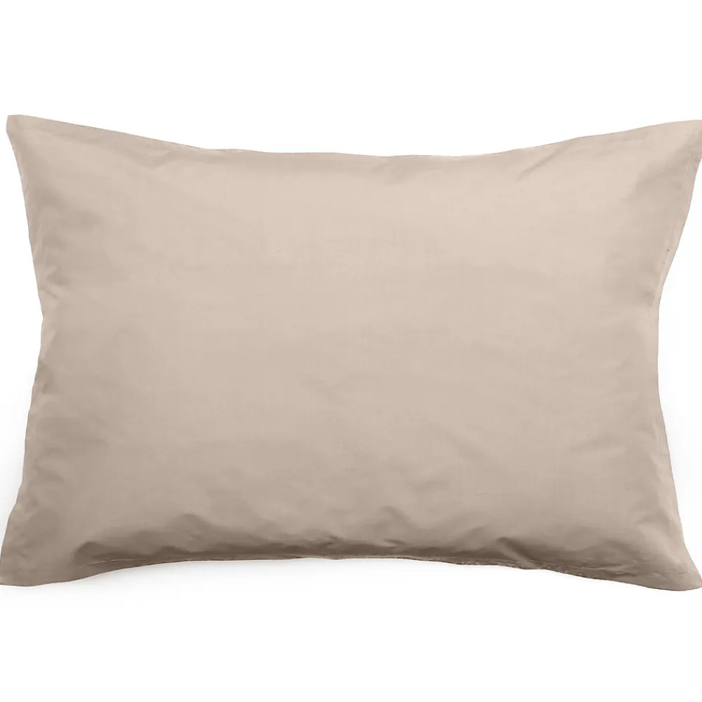 Taie d'oreiller volants plats 50x70 cm percale MANOIR beige Lin>Linnea Hot