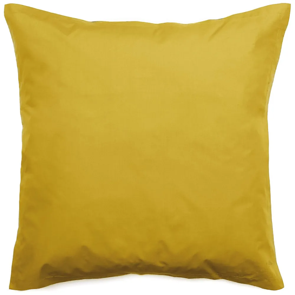 Taie d'oreiller volants plats 65x65 cm percale MANOIR jaune Moutarde>Linnea Hot