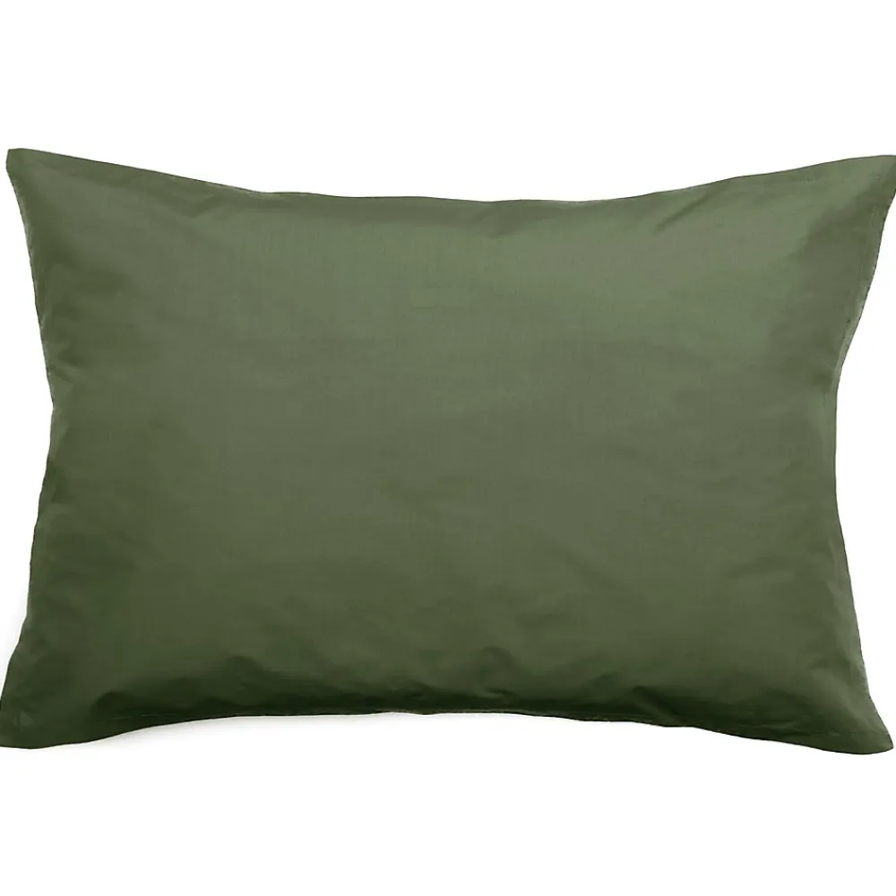 Taie d'oreiller volants plats 50x70 cm percale MANOIR vert Mousse>Linnea Online