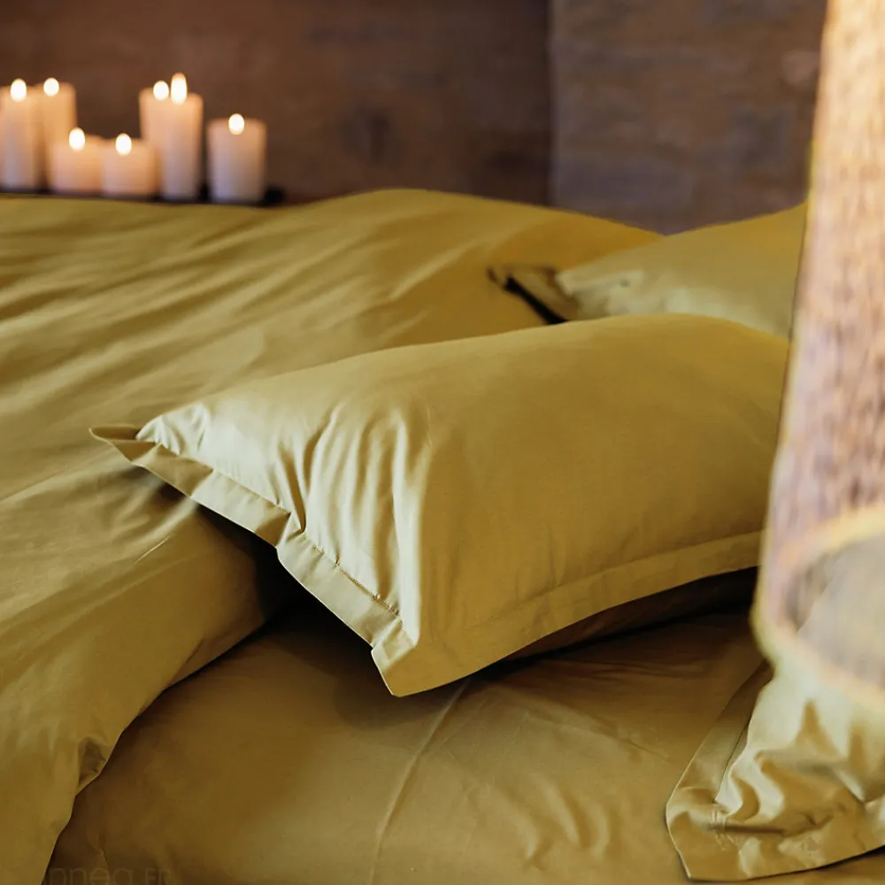 Taie d'oreiller volants plats 50x70 cm percale MANOIR vert Jasmin>Linnea Outlet