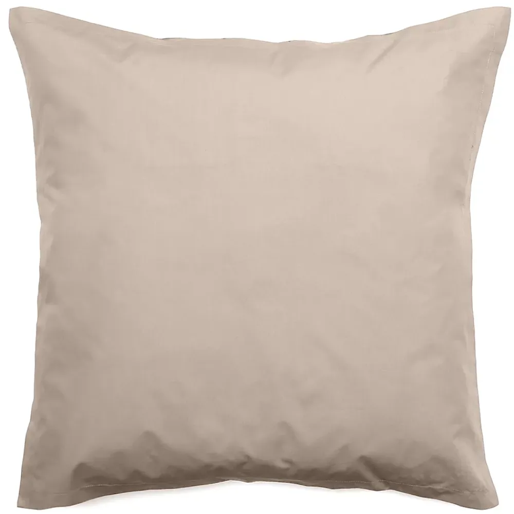 Linnea Taie d'oreiller volants plats 65x65 cm percale MANOIR beige Lin* Taie D'Oreiller