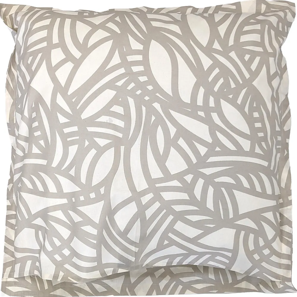 Taie d'oreiller 65x65 cm coton lavé SERENA géométrique Beige écru>Linnea
