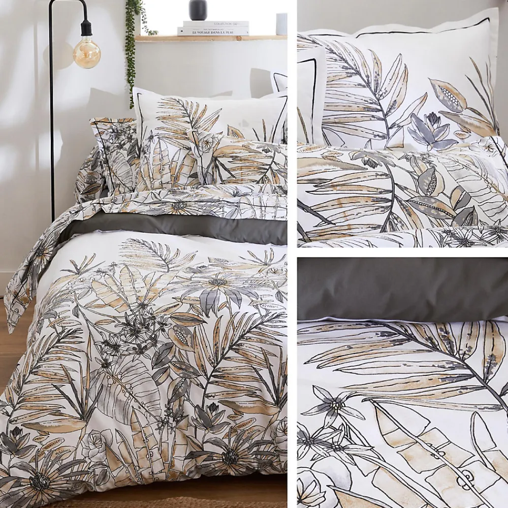 Taie d'oreiller 65x65 cm coton SUMATRA gris Fusain>Linnea Clearance