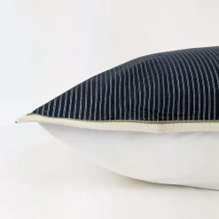 Linnea Taie d'oreiller 65x65 cm coton BRIXTON à rayures noires* Taie D'Oreiller