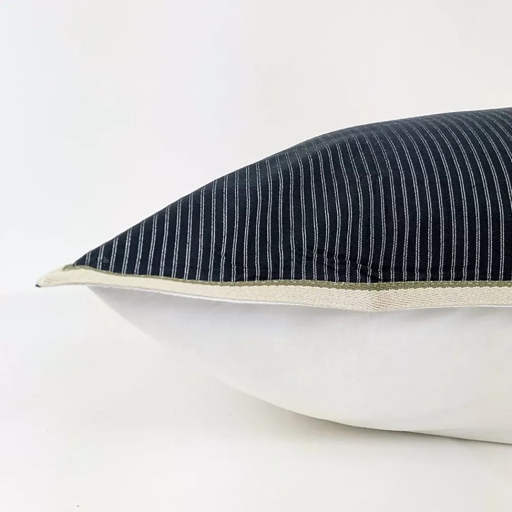 Linnea Taie d'oreiller 65x65 cm coton BRIXTON à rayures noires* Taie D'Oreiller