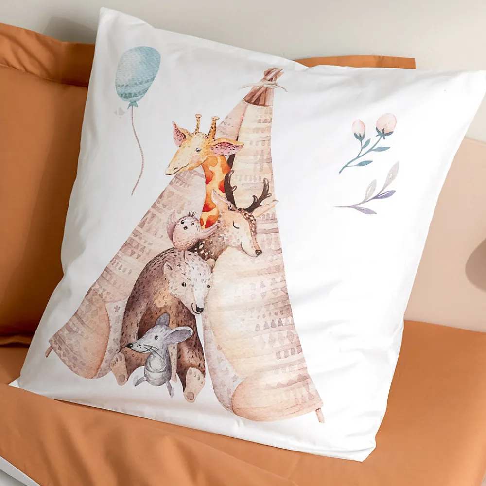 Taie d'oreiller 65x65 cm en 100% percale de coton TIPI blanc>Linnea Hot