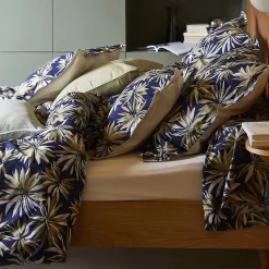 Taie d'oreiller 65x65 cm en 100% percale de coton EVERLY bleu encre>Linnea Clearance