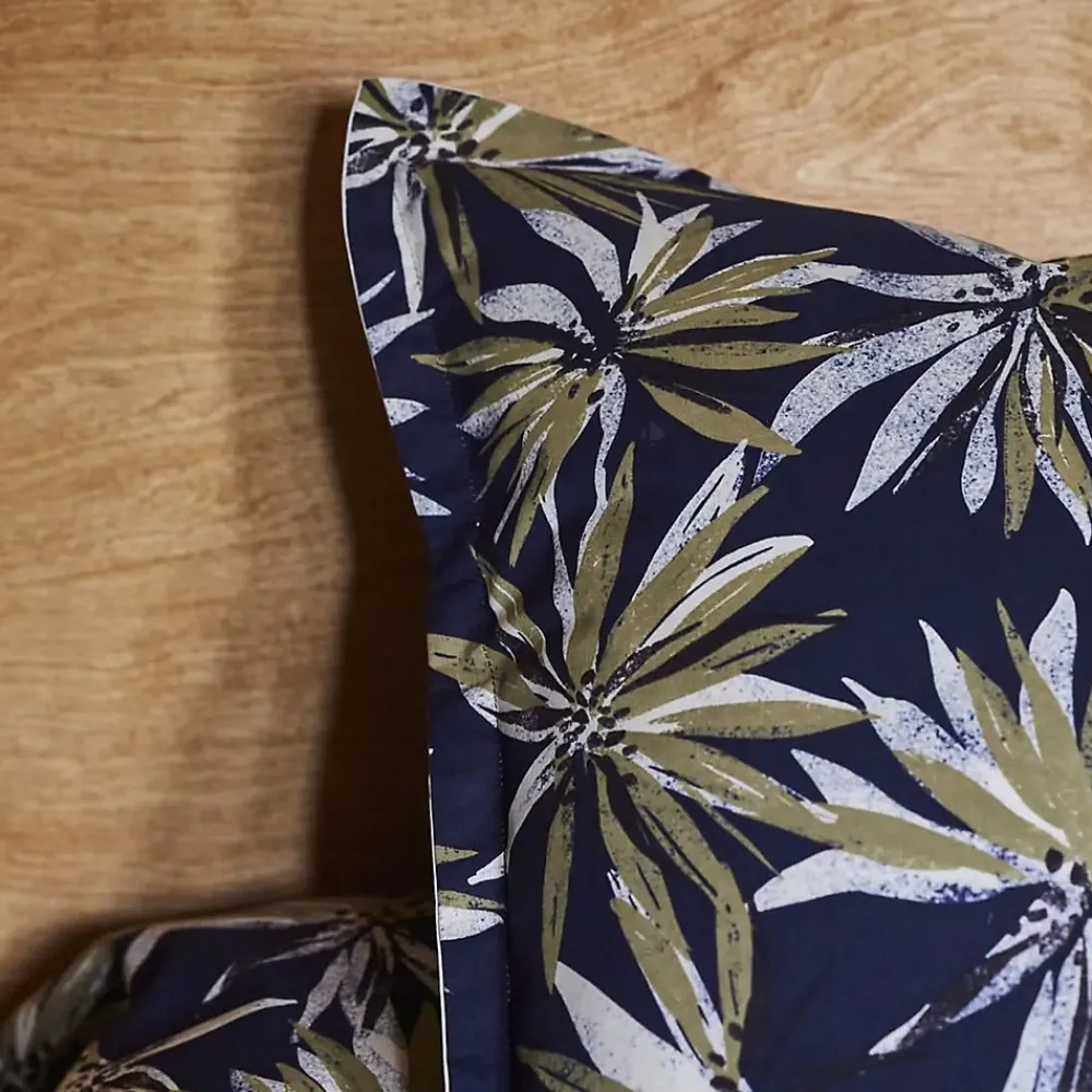 Taie d'oreiller 65x65 cm en 100% percale de coton EVERLY bleu encre>Linnea Clearance