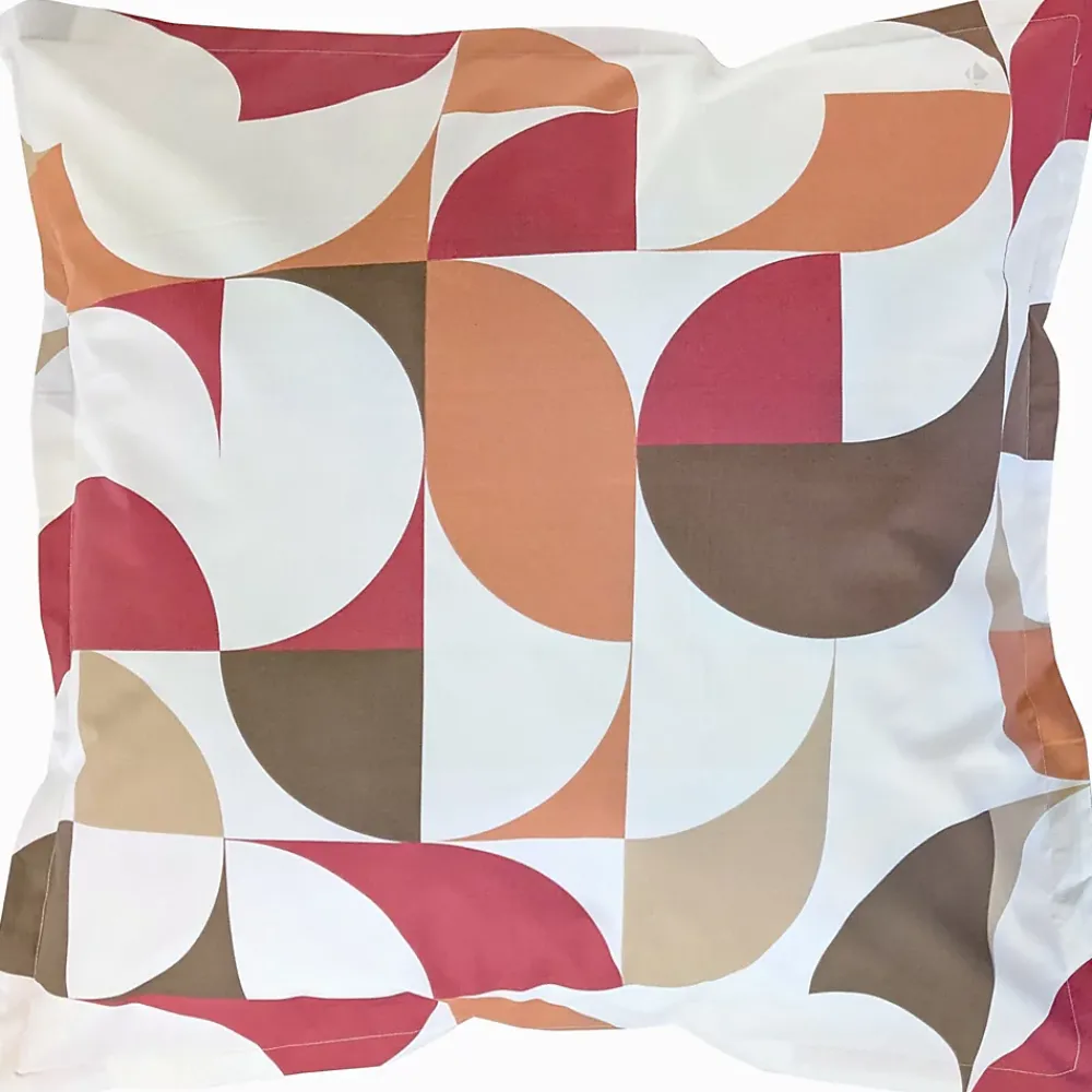 Linnea Taie d'oreiller 65x65 cm en 100% percale de coton MODULO blanc acajou* Taie D'Oreiller