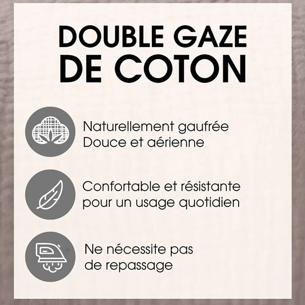 Taie d'oreiller 65x65 cm en double gaze de coton CASSIS Blanc>Linnea Sale