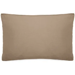 Taie d'oreiller 50x70 cm mousseline de coton MILOS marron camel>Linnea Online