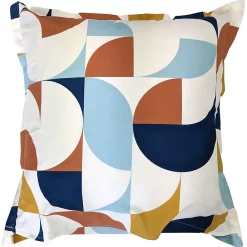 Taie d'oreiller 65x65 cm percale de coton MODULO bleu cobalt><noscript><img width=