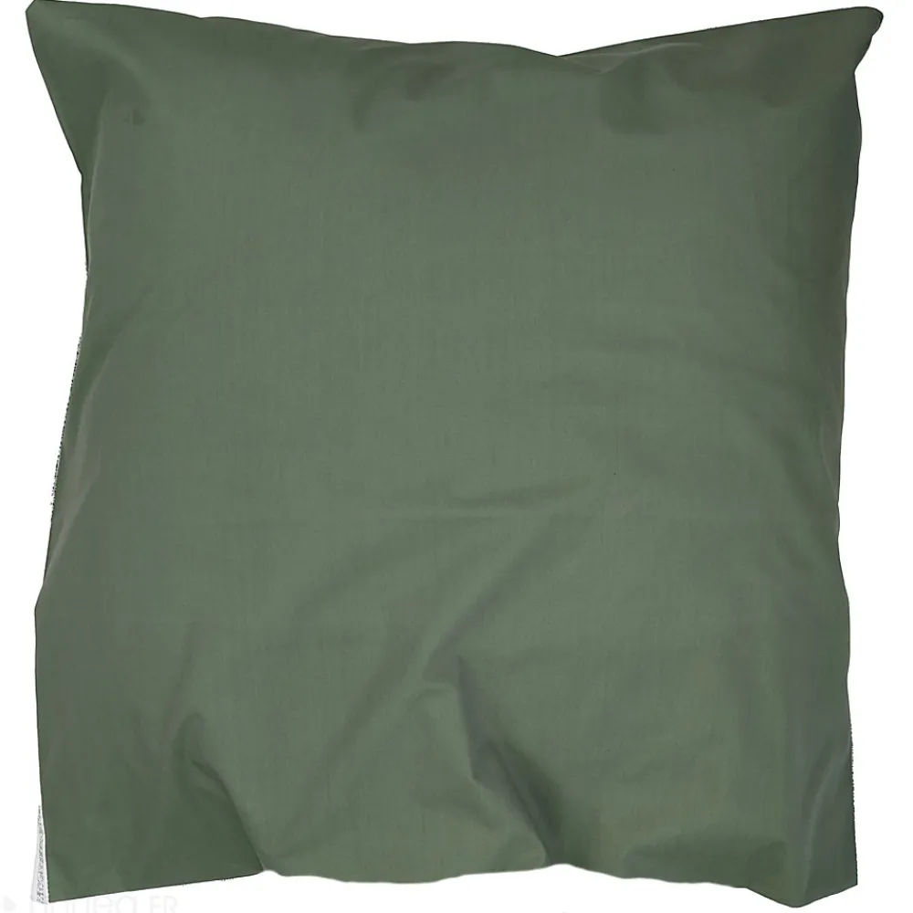 Taie d'oreiller 65x65 cm percale coton GABY vert Kaki>Linnea Discount