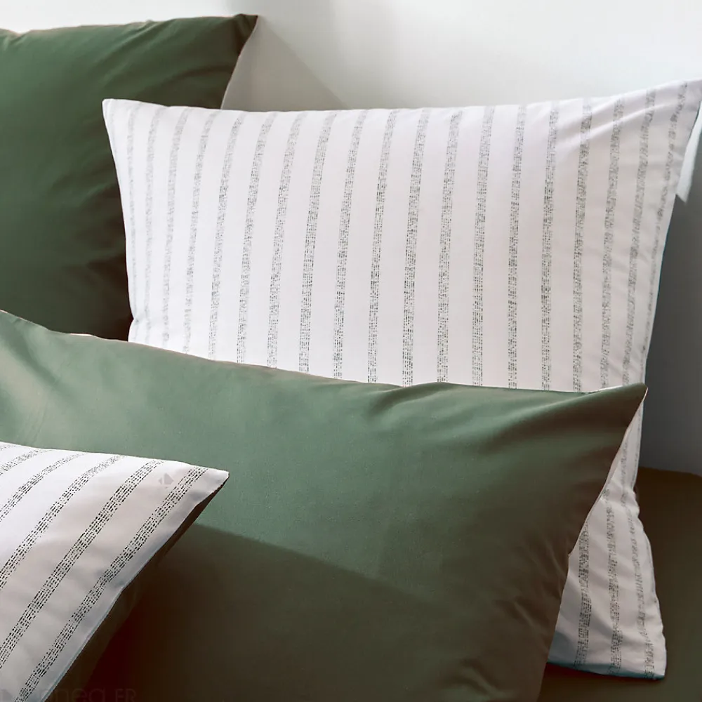 Taie d'oreiller 65x65 cm percale coton GABY vert Kaki>Linnea Discount