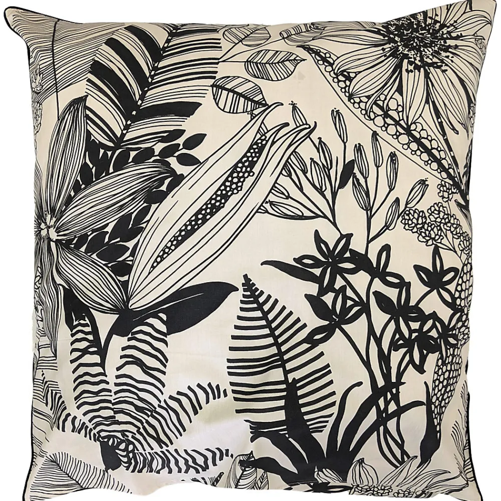 Taie d'oreiller 65x65 cm percale de coton ALBA beige/noir>Linnea Clearance