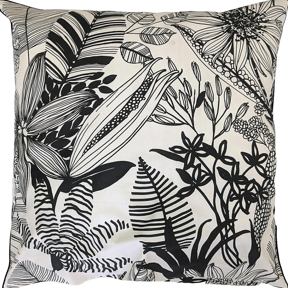 Taie d'oreiller 65x65 cm percale de coton ALBA beige/noir>Linnea Clearance