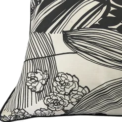 Taie d'oreiller 65x65 cm percale de coton ALBA beige/noir><noscript><img width=