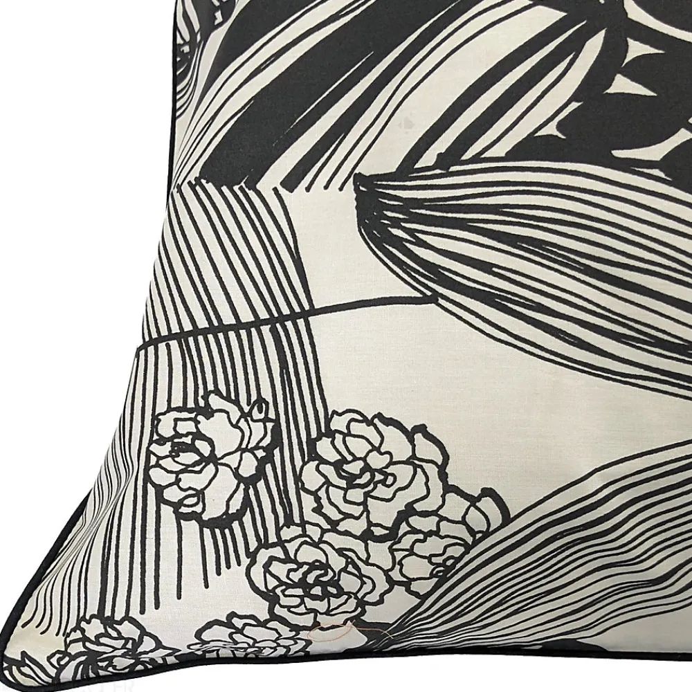 Taie d'oreiller 65x65 cm percale de coton ALBA beige/noir>Linnea Clearance