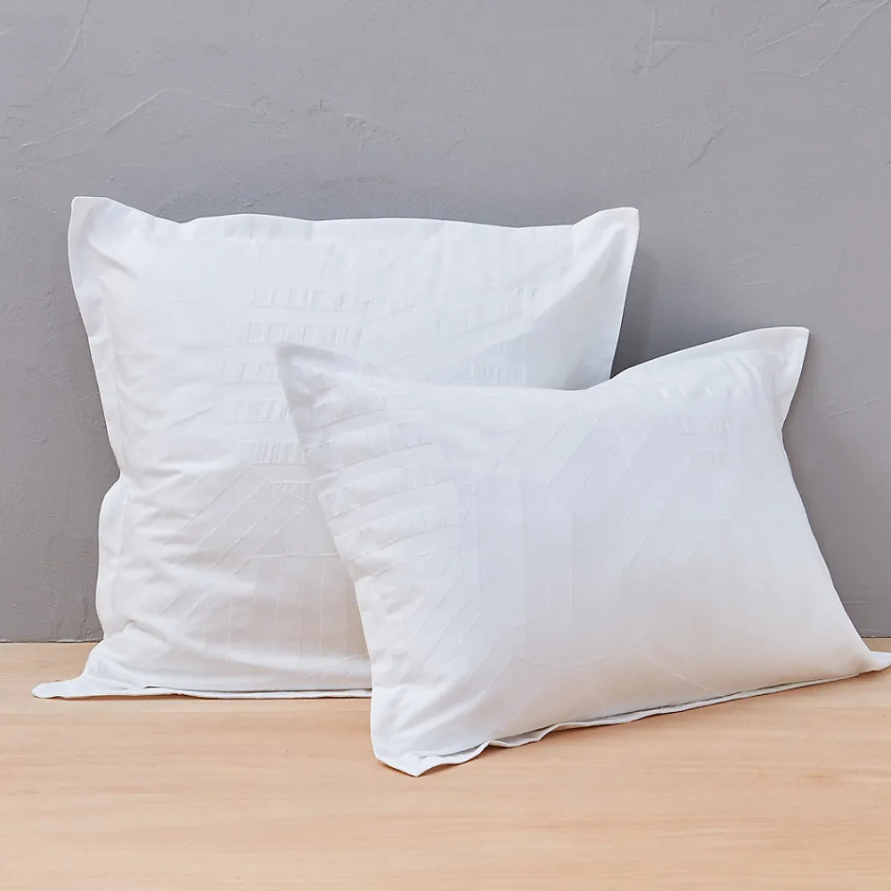 Taie d'oreiller 65x65 cm percale lavée ABSTRAIT Blanc>Linnea Outlet