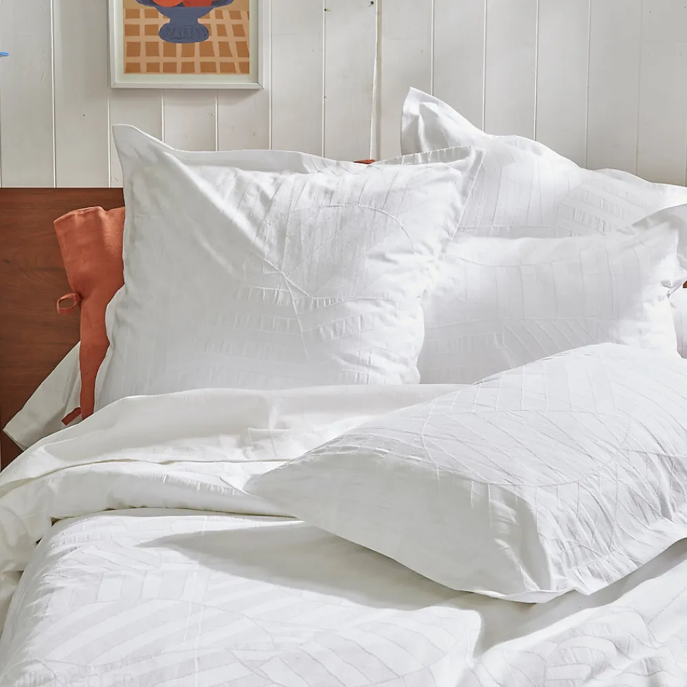 Taie d'oreiller 65x65 cm percale lavée ABSTRAIT Blanc>Linnea Outlet