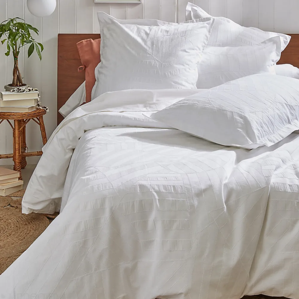 Taie d'oreiller 65x65 cm percale lavée ABSTRAIT Blanc>Linnea Outlet