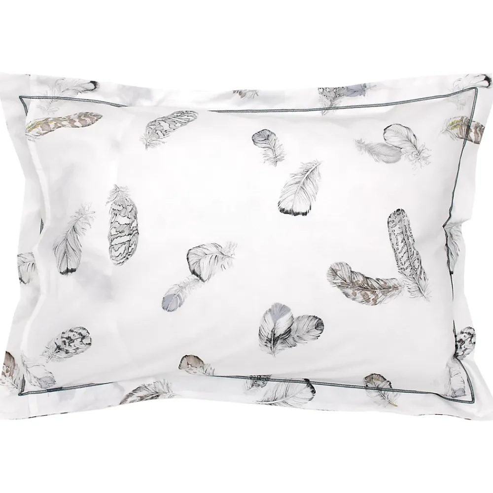 Linnea Taie d'oreiller 70x50 cm Percale pur coton PLUMES* Taie D'Oreiller