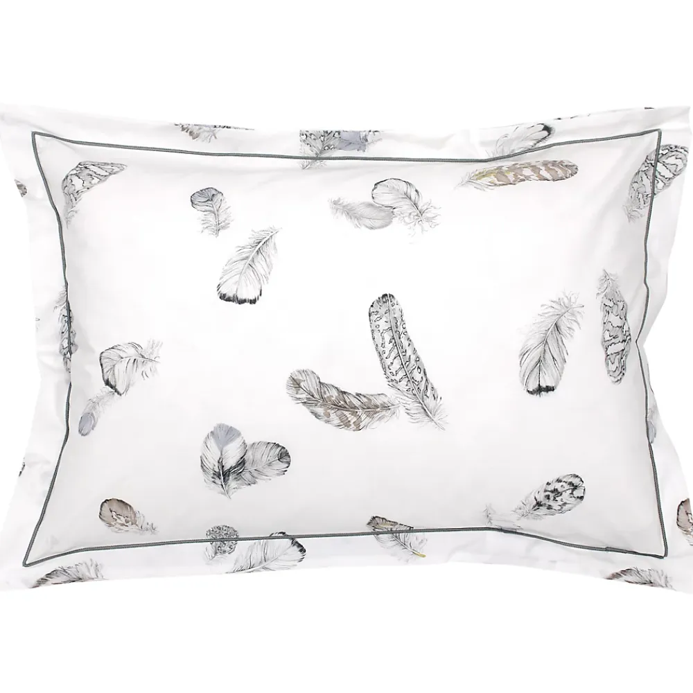 Linnea Taie d'oreiller 70x50 cm Percale pur coton PLUMES* Taie D'Oreiller