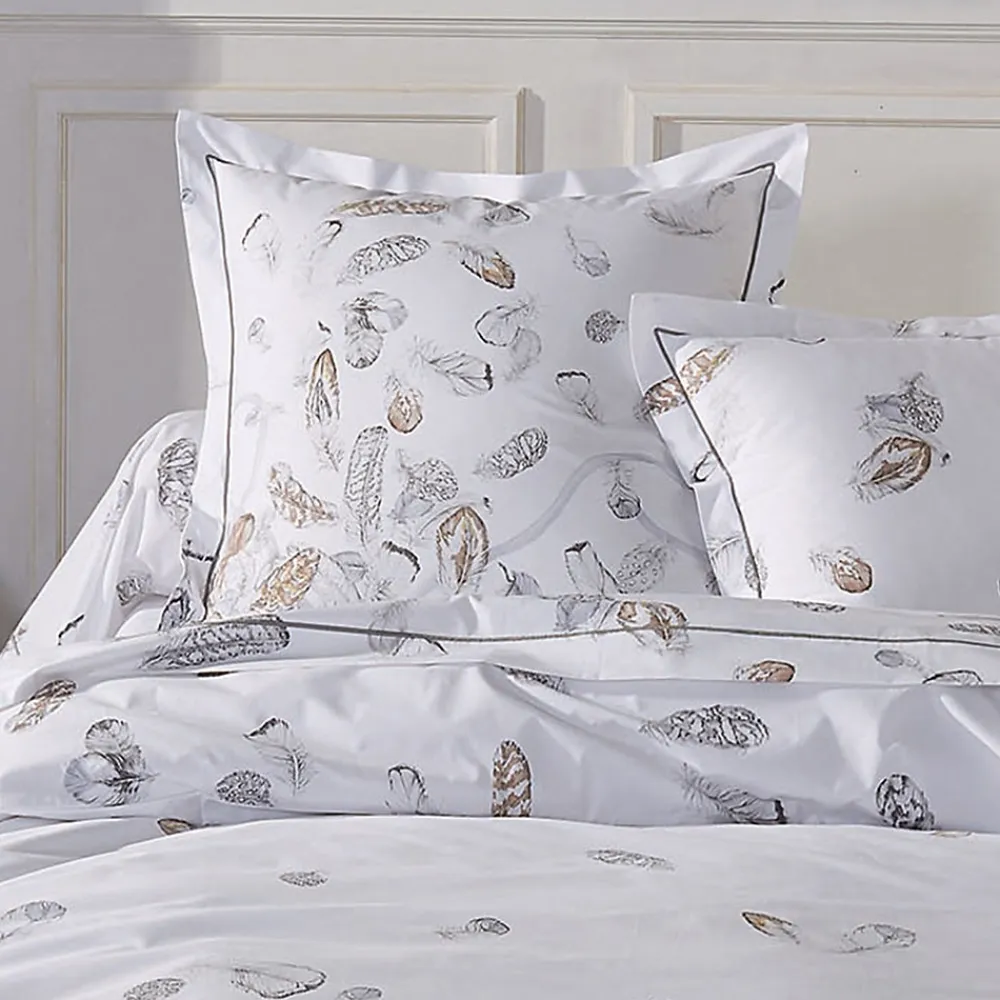 Taie d'oreiller 65x65 cm Percale pur coton PLUMES>Linnea New