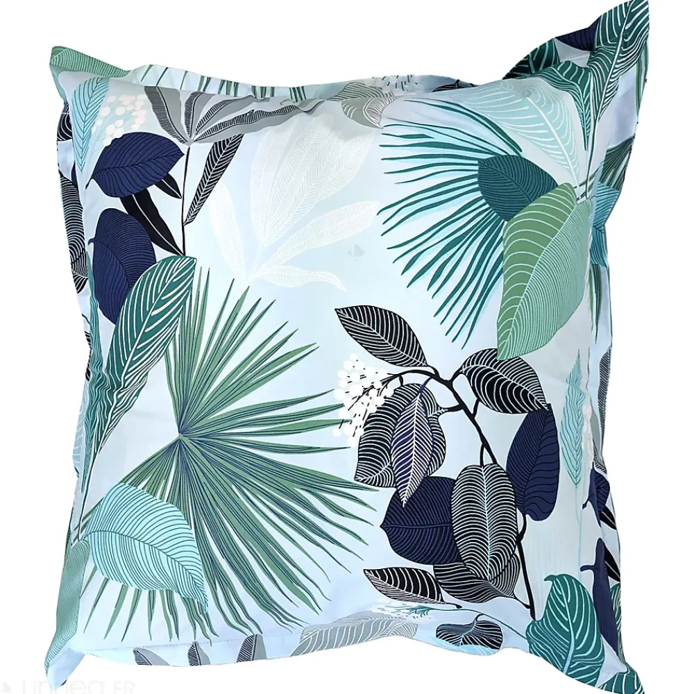 Linnea Taie d'oreiller 65x65 cm percale de coton MOOREA PACIFIC bleu/vert* Taie D'Oreiller