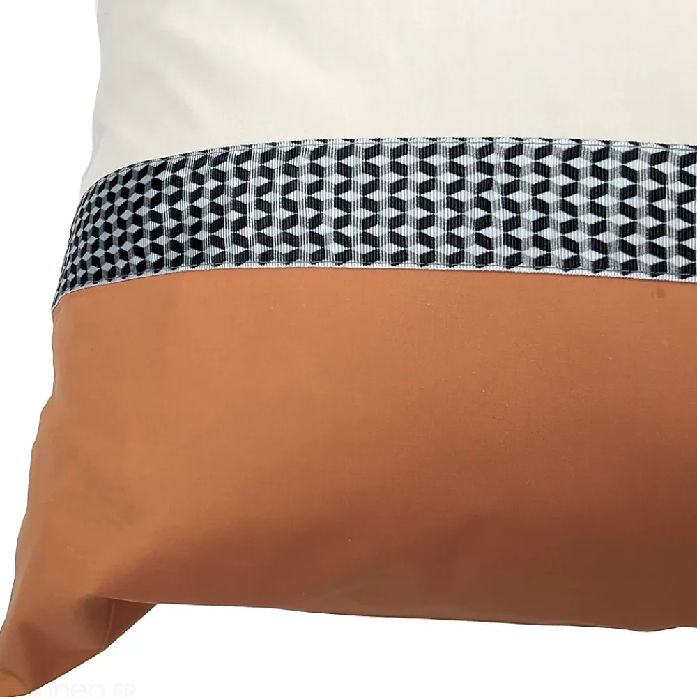 Linnea Taie d'oreiller 65x65 cm percale en coton MACASSAR Cognac* Taie D'Oreiller