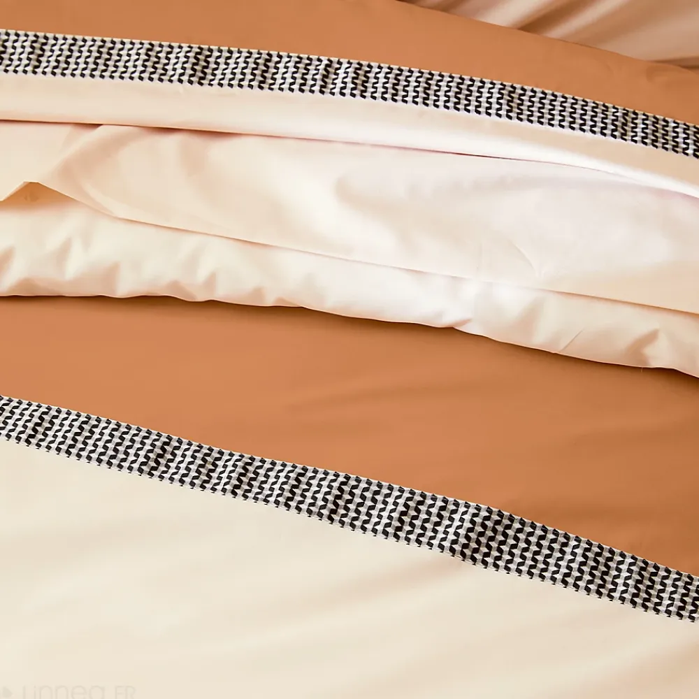 Linnea Taie d'oreiller 65x65 cm percale en coton MACASSAR Cognac* Taie D'Oreiller