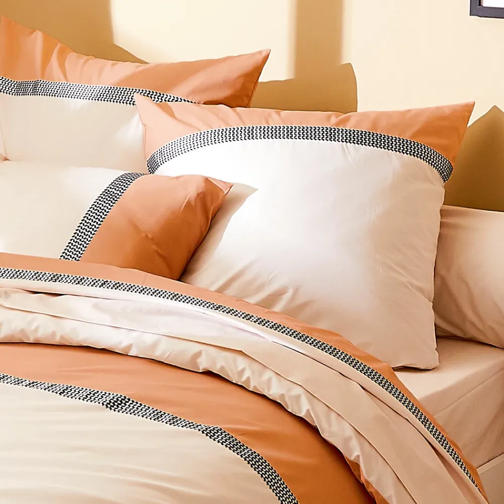 Linnea Taie d'oreiller 65x65 cm percale en coton MACASSAR Cognac* Taie D'Oreiller