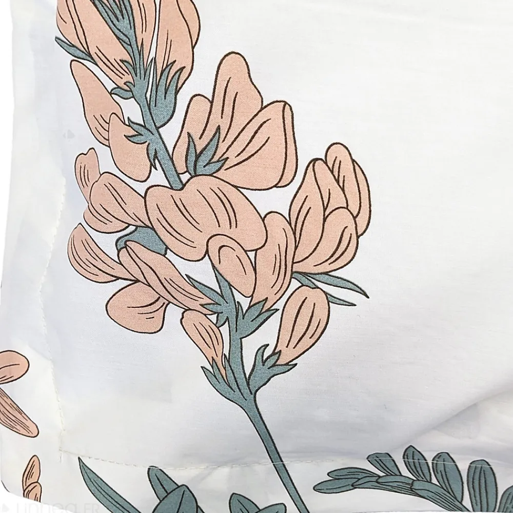 Taie d'oreiller 65x65 cm percale coton FÉÉRIE Blanc sauge>Linnea Hot