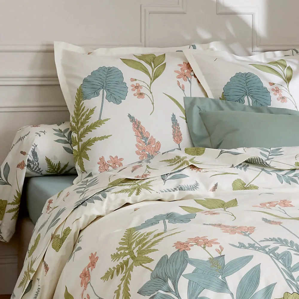 Taie d'oreiller 65x65 cm percale coton FÉÉRIE Blanc sauge>Linnea Hot