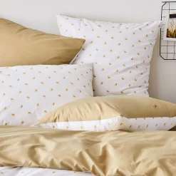 Taie d'oreiller 65x65 cm percale coton ALEX marron Moka><noscript><img width=