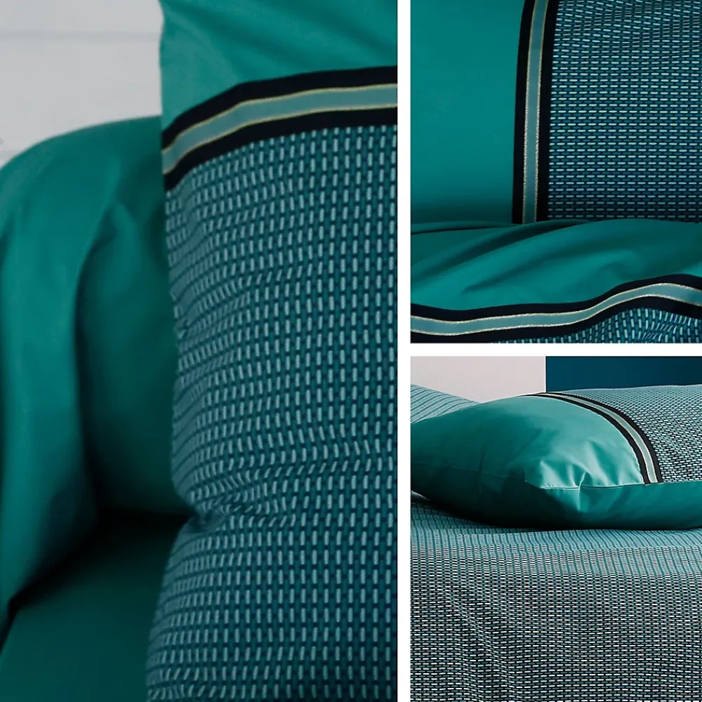 Linnea Taie d'oreiller 65x65 cm percale de coton GUSTAV vert Emeraude* Taie D'Oreiller