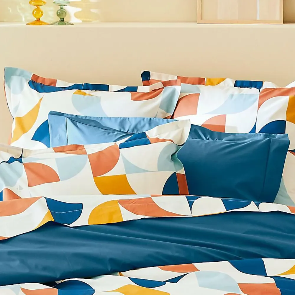 Linnea Taie d'oreiller 50x70 cm percale de coton MODULO bleu cobalt* Taie D'Oreiller