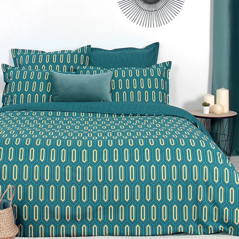 Linnea Taie d'oreiller 50x70 cm percale de coton PAST Bleu Canard* Taie D'Oreiller