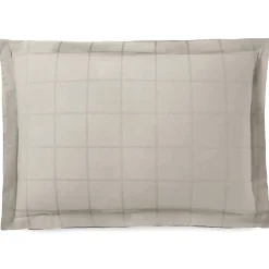 Linnea Taie d'oreiller 50x70 cm satin CONCERTO carreaux beige Lin* Taie D'Oreiller
