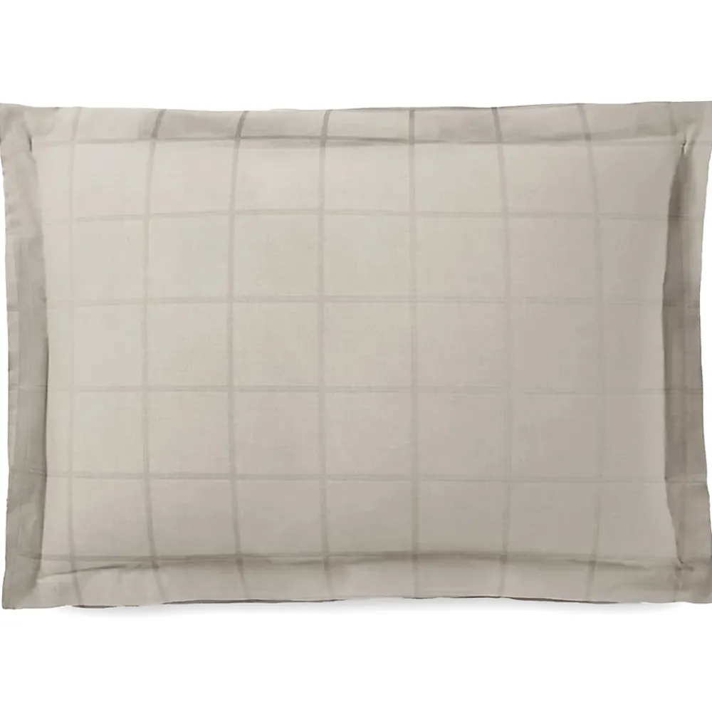 Linnea Taie d'oreiller 50x70 cm satin CONCERTO carreaux beige Lin* Taie D'Oreiller