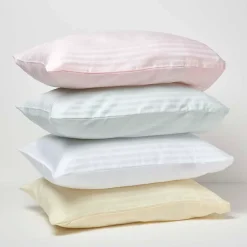 Homescapes Taies d'oreiller enfant blanc satin rayé en coton égyptien 330 fils, 40x60 cm, lot de 2 -* Taie D'Oreiller