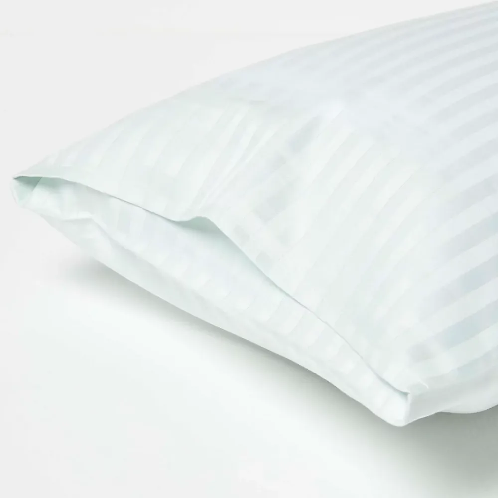 Homescapes Taies d'oreiller enfant bleu satin rayé en coton égyptien 330 fils, 40x60 cm, lot de 2 -* Taie D'Oreiller