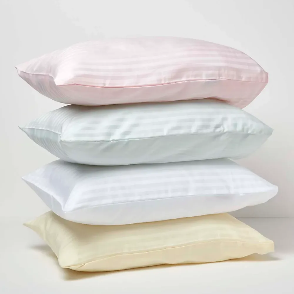Homescapes Taies d'oreiller enfant bleu satin rayé en coton égyptien 330 fils, 40x60 cm, lot de 2 -* Taie D'Oreiller