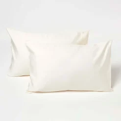Taies d'oreiller enfant ivoire en coton égyptien bio 400 fils, 40x60 cm, lot de 2 ->Homescapes Hot