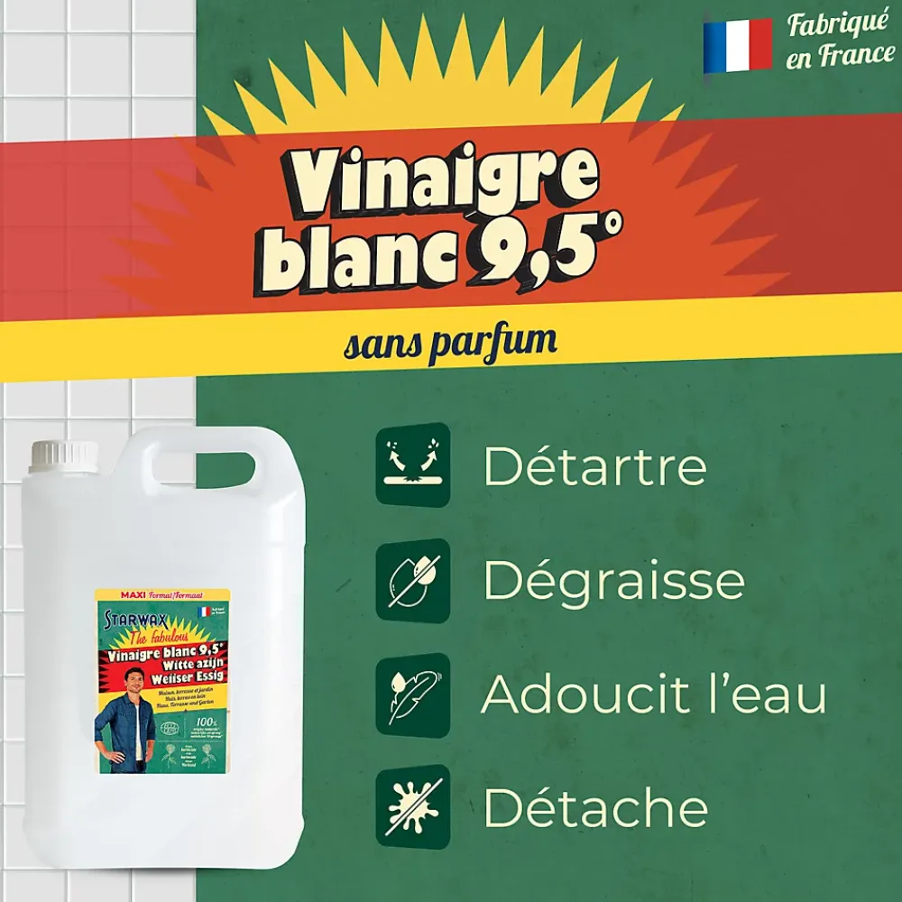 Starwax The fabulous Vinaigre 9,5° blanc 6L* Vinaigre Ménager