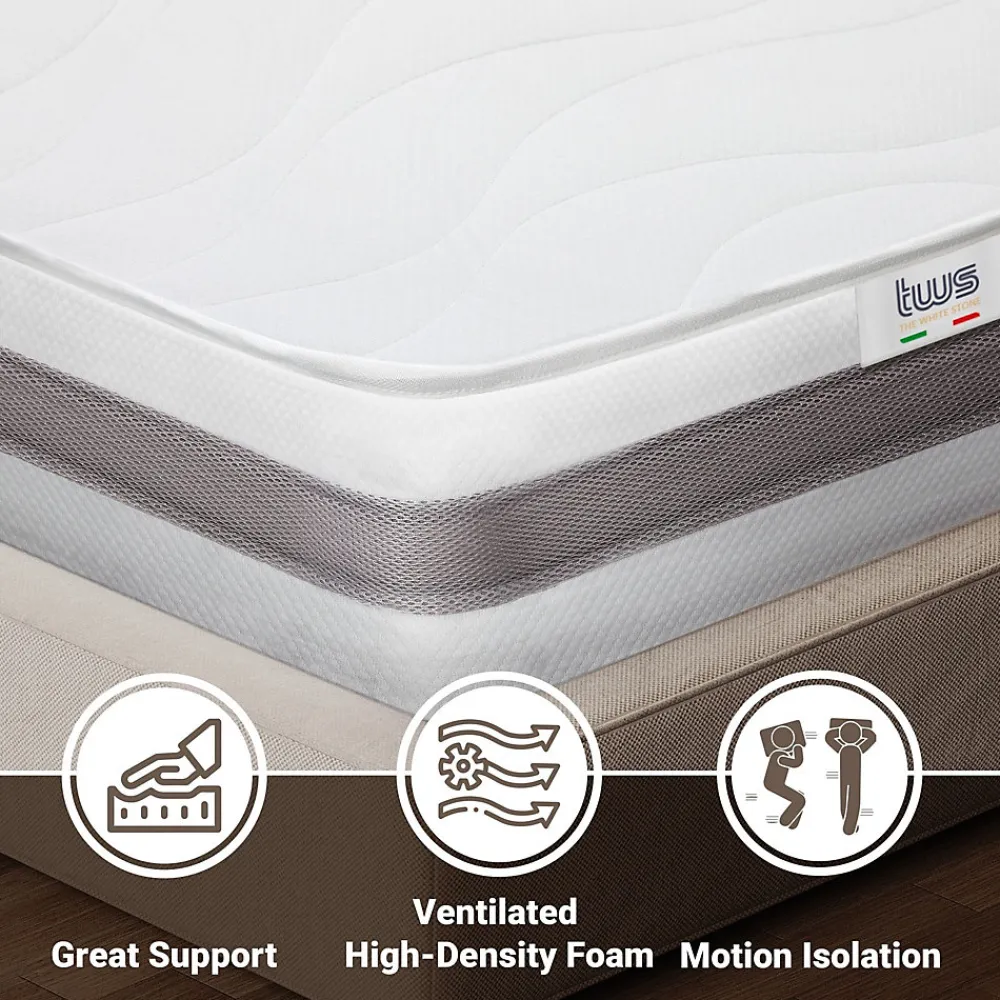 Matelas à ressorts ensachés et mémoire 120x190 20 cm>The White Stone Hot
