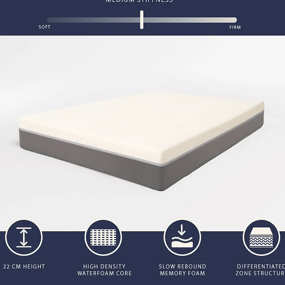 The White Stone Matelas 140x190 Memory Foam et Mousse Haut 22 cm* Matelas